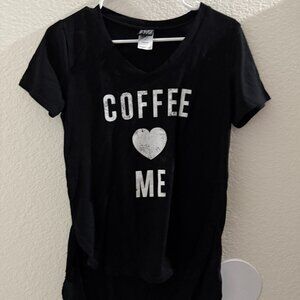 Coffee loves Me T-shirt Women size S Black